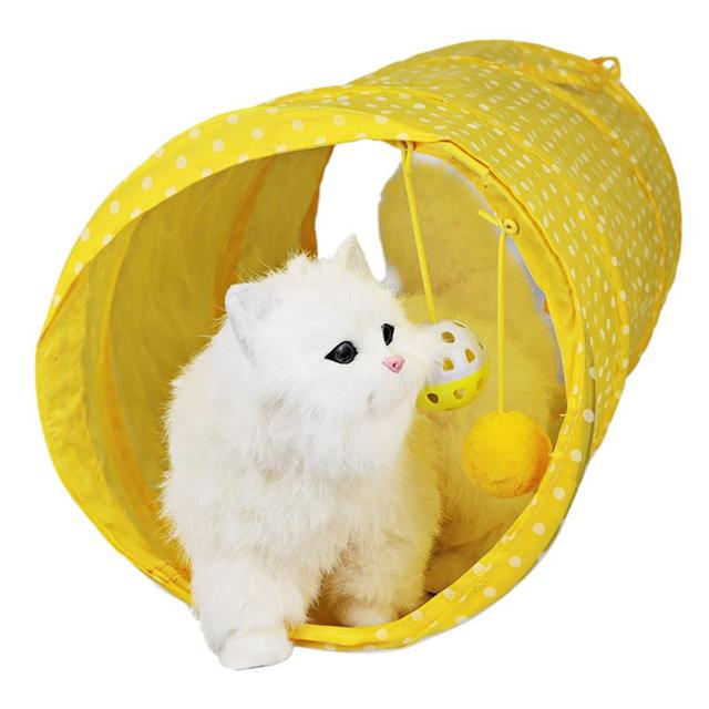 Kotek zabawka - składany tunel tunelowy dla kota, tunel w kolorze tęczy, wytrzymały tunel dla kota, tunel w brązowym kolorze - zabawa dla mruka, tunel dla kotów - jaskinia do zabawy - Wianko - 4