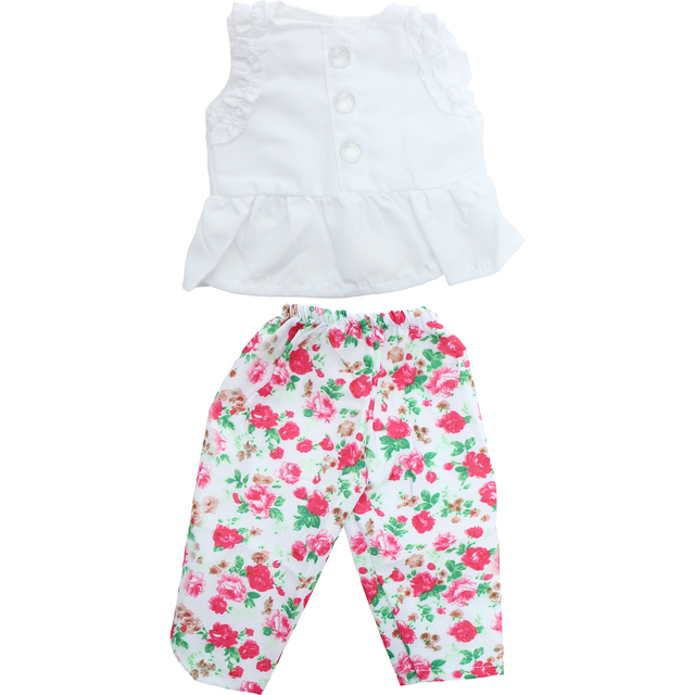 Moda dla lalki - zestaw biała koszula i spodnie w kwiaty, idealne ubrania na co dzień dla lalek American Baby Kids Girl 18 Cal Accessories Toys - Wianko - 4