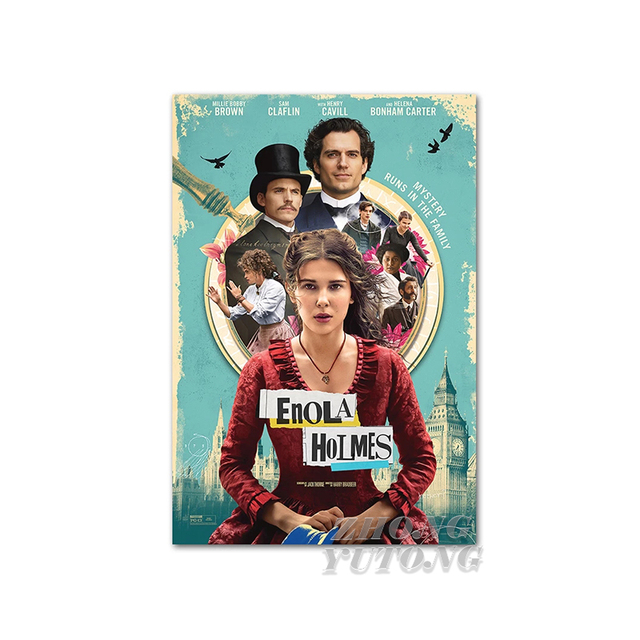 Plakat filmowy Enola Holmes TV 2020 - wydruk artystyczny na tkaninie do zawieszenia na ścianie - Wianko - 1