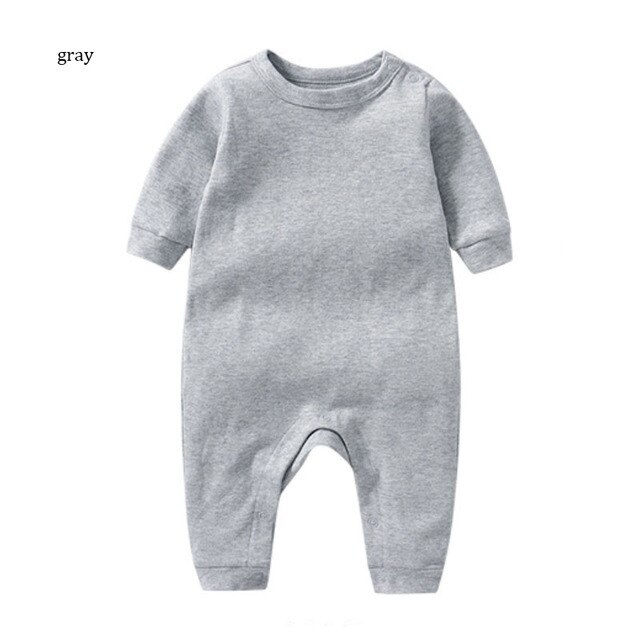 Kombinezon wiosenny/jesienny niemowlęcy z długimi rękawami, jednolity kolor, bawełna, dziecięcy (0-3 lata) - koreańska jakość - Wianko - 35