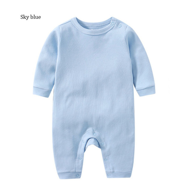 Kombinezon wiosenny/jesienny niemowlęcy z długimi rękawami, jednolity kolor, bawełna, dziecięcy (0-3 lata) - koreańska jakość - Wianko - 37