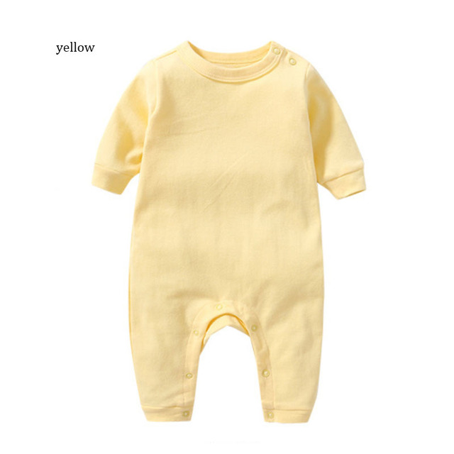 Kombinezon wiosenny/jesienny niemowlęcy z długimi rękawami, jednolity kolor, bawełna, dziecięcy (0-3 lata) - koreańska jakość - Wianko - 36