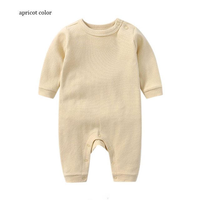 Kombinezon wiosenny/jesienny niemowlęcy z długimi rękawami, jednolity kolor, bawełna, dziecięcy (0-3 lata) - koreańska jakość - Wianko - 43