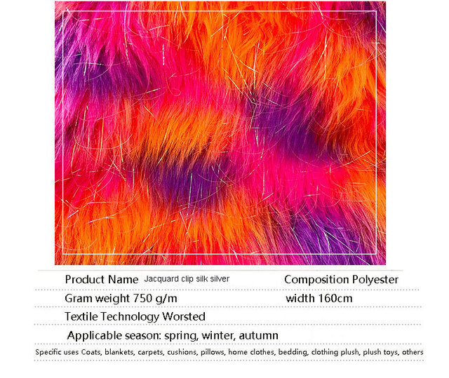 Zwierzęce futro w żakardowym kolorze, klip srebrny, jedwabisty plusz, sztuczne futro z lisa, modne odzieżowe rzemiosło tkaniny - Wianko - 7