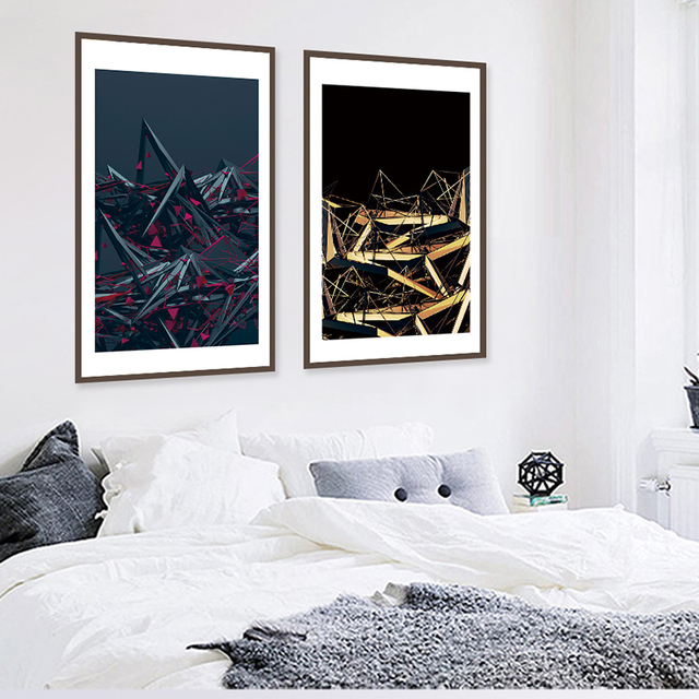 Nowoczesny, luksusowy obraz na płótnie do dekoracji wnętrz sypialni i salonu - Solidna, kreatywna geometria skandynawska o abstrakcyjnym charakterze - Wianko - 4
