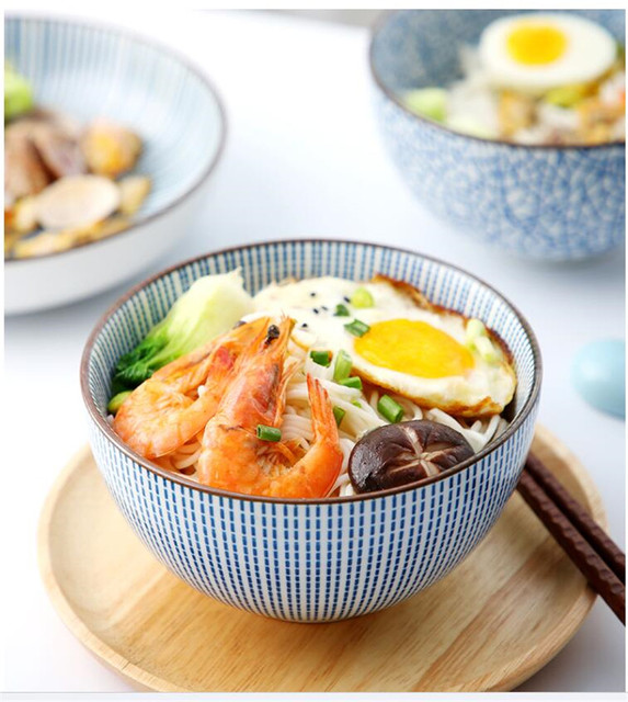 Japońska klasyczna miska do ryżu z niebiesko-białym wzorem w stylu ceramicznym - zestaw obiadowy Ramen - Wianko - 10