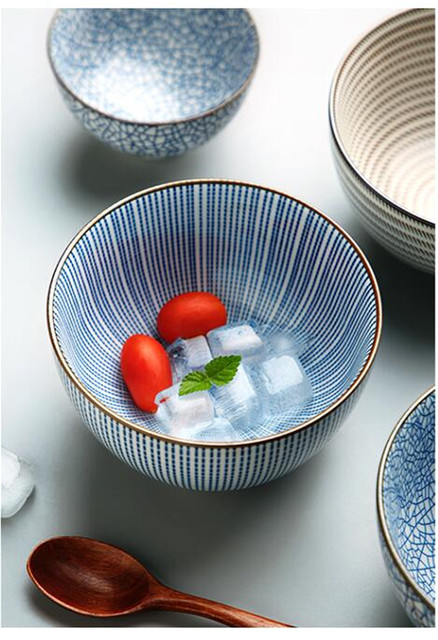 Japońska klasyczna miska do ryżu z niebiesko-białym wzorem w stylu ceramicznym - zestaw obiadowy Ramen - Wianko - 11