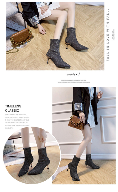 Kobiece buty ze skórki cielęcej na jesień - krótkie, modowe szpilki i wygodne buty do połowy łydki - Wianko - 11