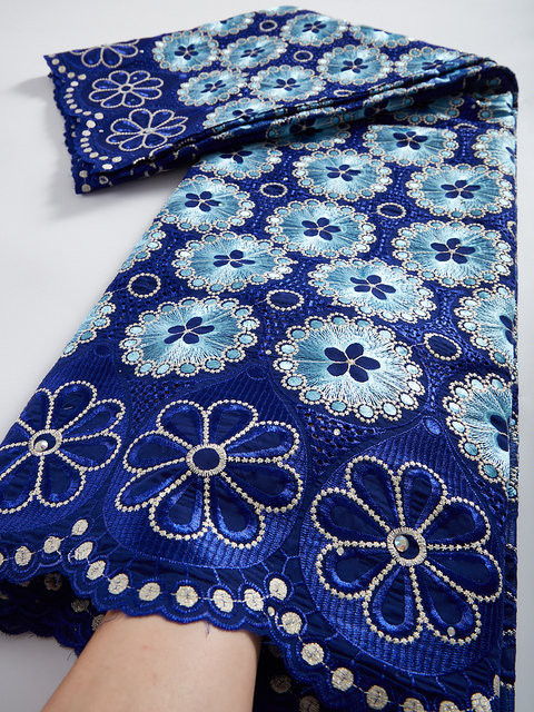 Afrykańska koronkowa tkanina bawełniana haftowana szwajcarskim wzorem do sukienek ślubnych - Wianko - 9