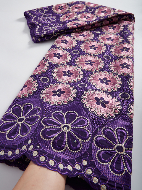 Afrykańska koronkowa tkanina bawełniana haftowana szwajcarskim wzorem do sukienek ślubnych - Wianko - 8