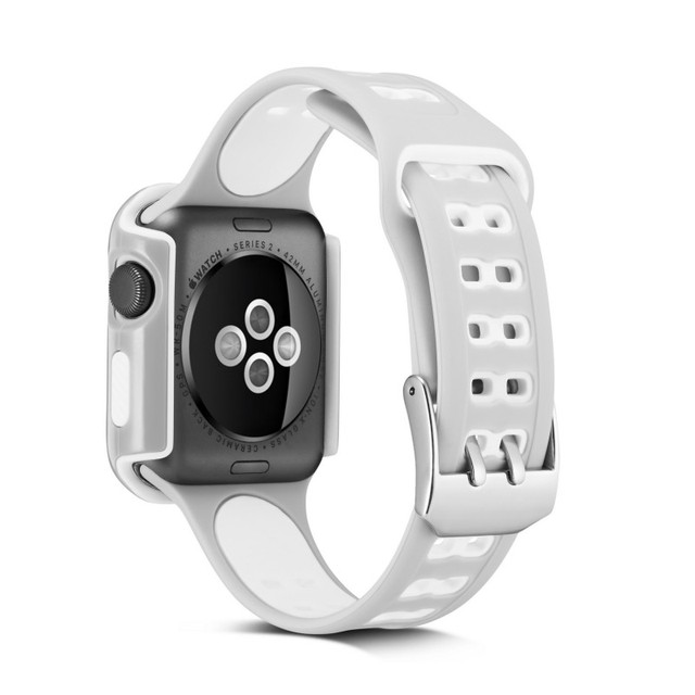 Silikonowy pasek na Apple Watch 42mm/38mm, trwały, podwójne kolory, serii 3/2/1, sportowa bransoletka, ochronna obudowa - Wianko - 20