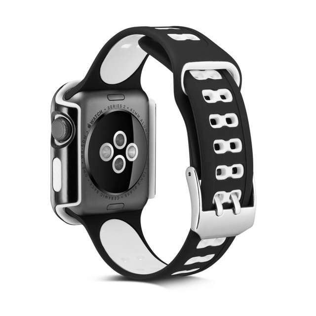 Silikonowy pasek na Apple Watch 42mm/38mm, trwały, podwójne kolory, serii 3/2/1, sportowa bransoletka, ochronna obudowa - Wianko - 14