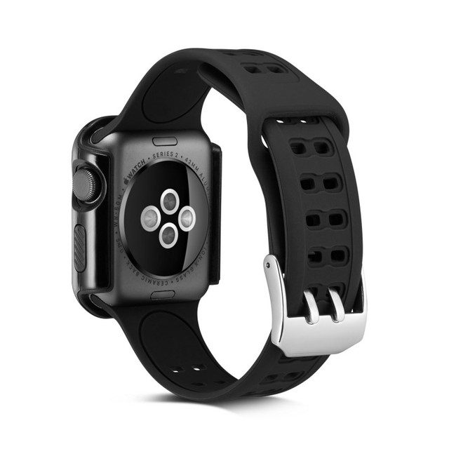 Silikonowy pasek na Apple Watch 42mm/38mm, trwały, podwójne kolory, serii 3/2/1, sportowa bransoletka, ochronna obudowa - Wianko - 16