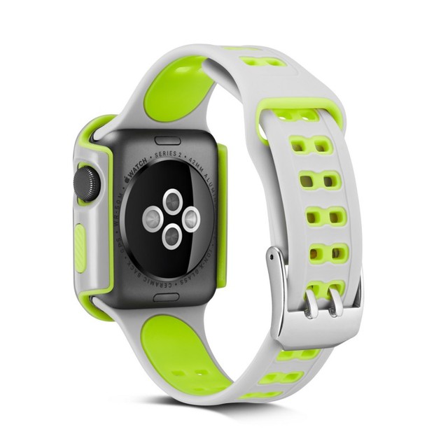 Silikonowy pasek na Apple Watch 42mm/38mm, trwały, podwójne kolory, serii 3/2/1, sportowa bransoletka, ochronna obudowa - Wianko - 18