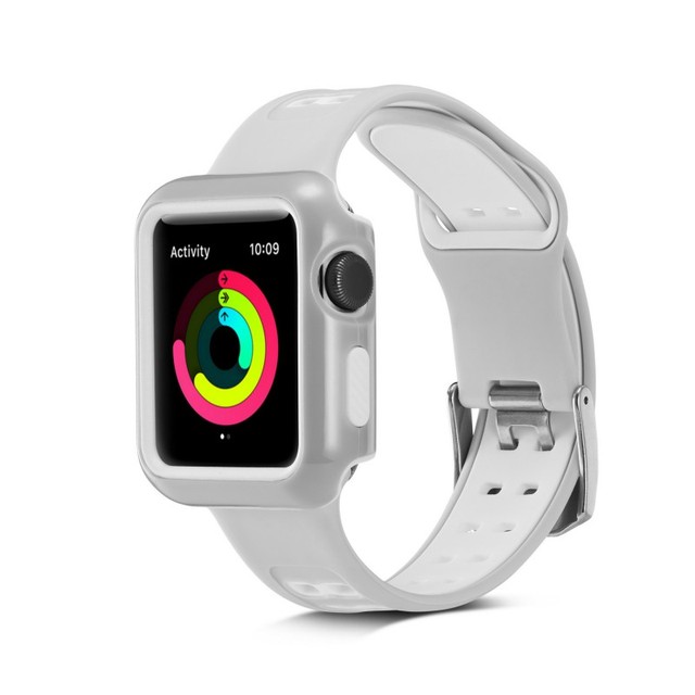 Silikonowy pasek na Apple Watch 42mm/38mm, trwały, podwójne kolory, serii 3/2/1, sportowa bransoletka, ochronna obudowa - Wianko - 19