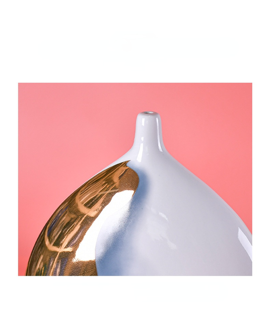 Ceramiczny wazon złoty z marmurkowym wzorem - kompozycja kwiatowa - mała butelka usta - wyroby ceramiczne - Wianko - 7