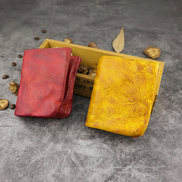Męski portfel z pierwszej warstwy skóry wołowej, ręcznie szczotkowany, w kolorze wody, z miękką i pomarszczoną fakturą, posiadający kieszenie na karty - Wianko - 29