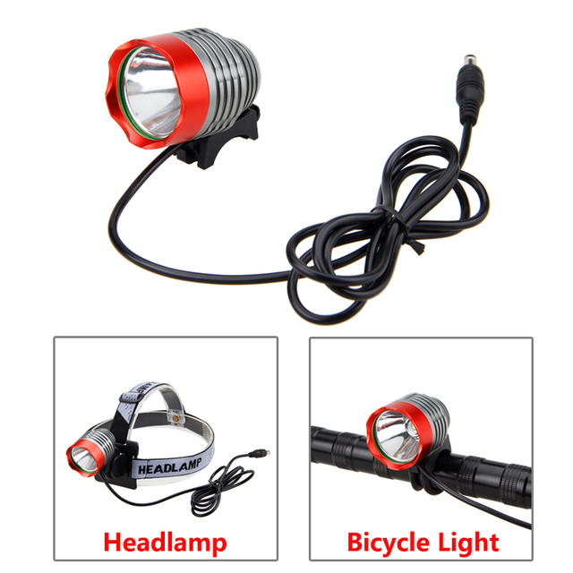 Reflektor rowerowy LED T6 z akumulatorem, opaska i tylne światła - 3 tryby przeciwpożarowe - Wianko - 2