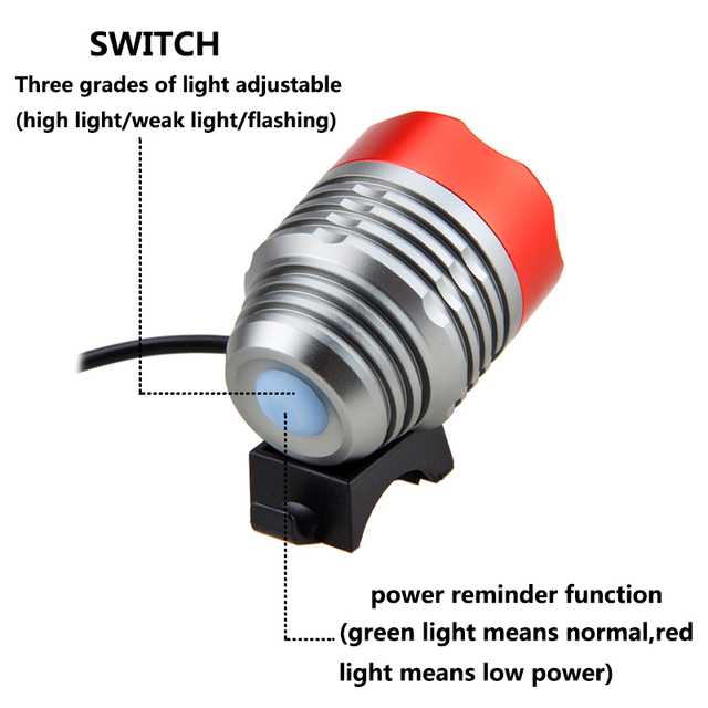 Reflektor rowerowy LED T6 z akumulatorem, opaska i tylne światła - 3 tryby przeciwpożarowe - Wianko - 4