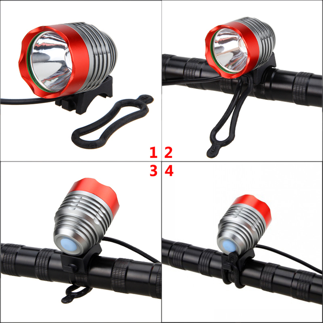 Reflektor rowerowy LED T6 z akumulatorem, opaska i tylne światła - 3 tryby przeciwpożarowe - Wianko - 12
