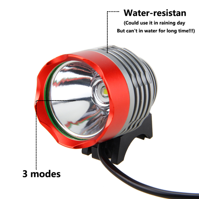 Reflektor rowerowy LED T6 z akumulatorem, opaska i tylne światła - 3 tryby przeciwpożarowe - Wianko - 5