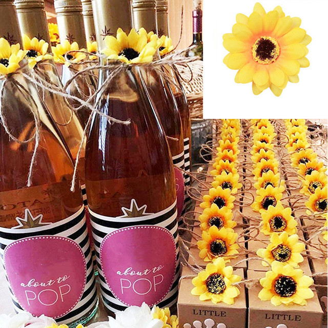 20 sztuk symulacji słonecznika 7cm kwiatów do DIY wianków, ozdób ślubnych oraz dekoracji wnętrz - Wianko - 14