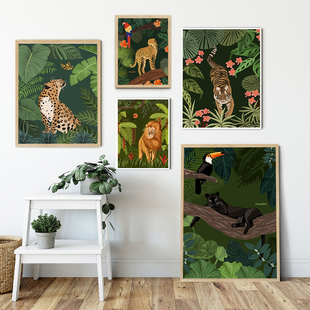 Plakat i druk ścienne Gepard, Lew, Tygrys, Leopard - dekoracje ścienne do salonu i domu - Wianko - 3