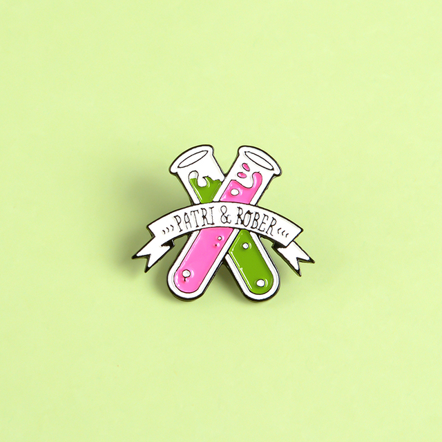 Broszka emalia zielono-różowa Pin w probówce - elegancka biżuteria dla mężczyzn i kobiet - Wianko - 7