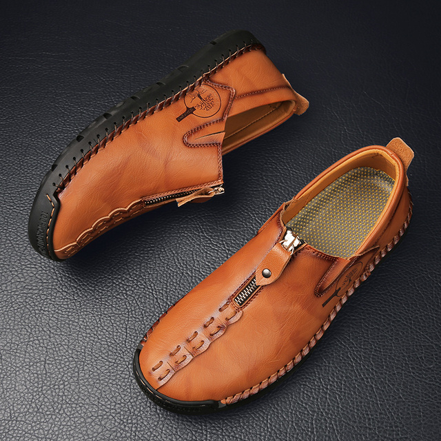 Mokasyny męskie klasyczne buty na co dzień z obcasem Retro oddychające wygodne - Wianko - 26