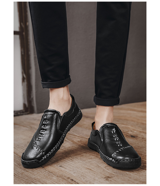 Mokasyny męskie klasyczne buty na co dzień z obcasem Retro oddychające wygodne - Wianko - 5