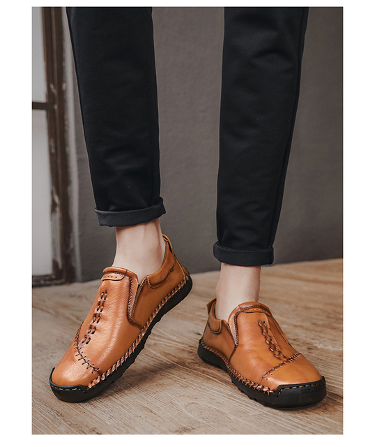 Mokasyny męskie klasyczne buty na co dzień z obcasem Retro oddychające wygodne - Wianko - 9