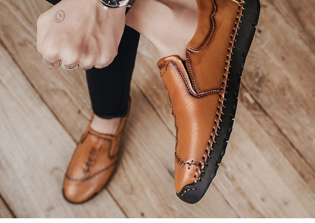 Mokasyny męskie klasyczne buty na co dzień z obcasem Retro oddychające wygodne - Wianko - 10