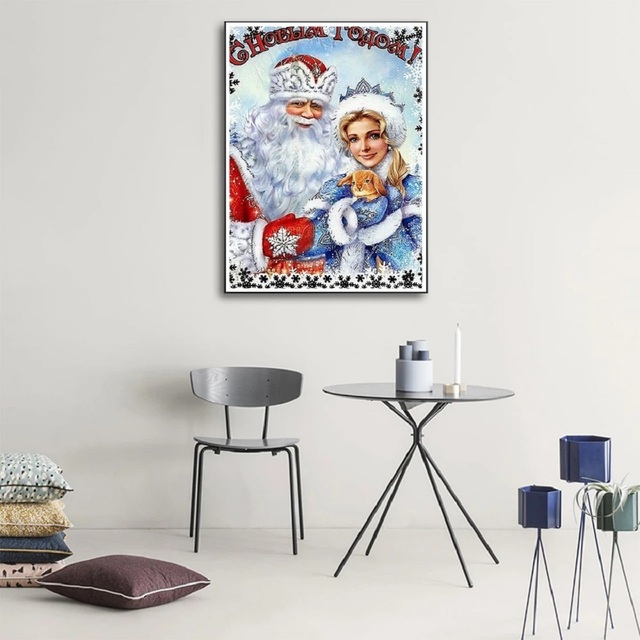 Diamentowe malowanie świętego Mikołaja w stylu kreskówki - ścieg krzyżykowy - Wianko - 1