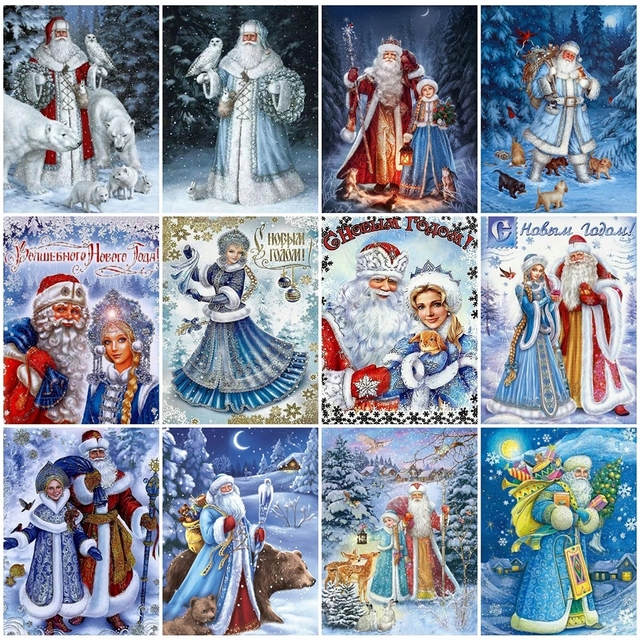 Diamentowe malowanie świętego Mikołaja w stylu kreskówki - ścieg krzyżykowy - Wianko - 4