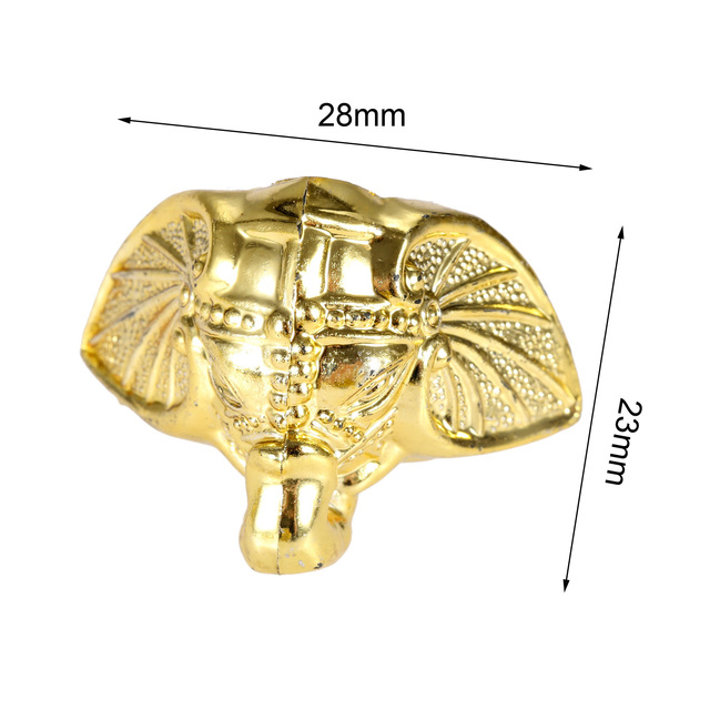 Plastikowa biżuteria z głową słonia - zestaw 4 sztuk - 23mm - drewniany futerał - ozdobny uchwyt stopy stołu - złoty - Wianko - 3