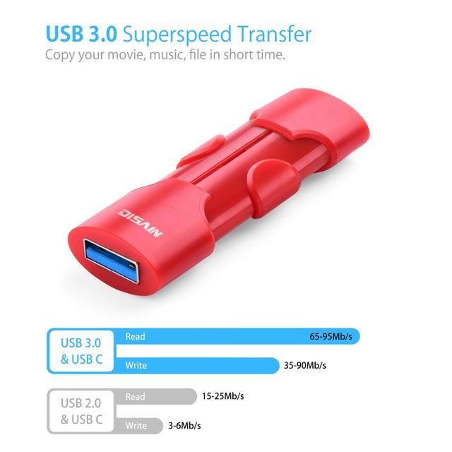 Pendrive DISAIN 64GB/128GB USB3.0, kolor: czerwony/czarny, kompatybilny z telefonami komórkowymi i komputerami biurowymi + obsługa Flash typu C - Wianko - 2