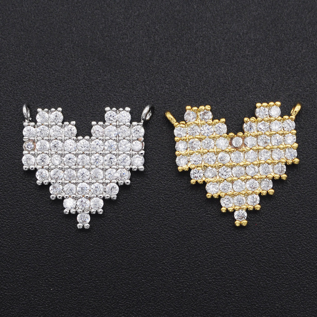 Cyrkonia DIY biżuteryjne złącze serca 15x16mm, 100% czysta, hurtownia, prosto z fabryki - Wianko - 7