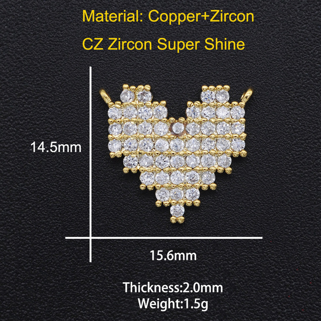 Cyrkonia DIY biżuteryjne złącze serca 15x16mm, 100% czysta, hurtownia, prosto z fabryki - Wianko - 6