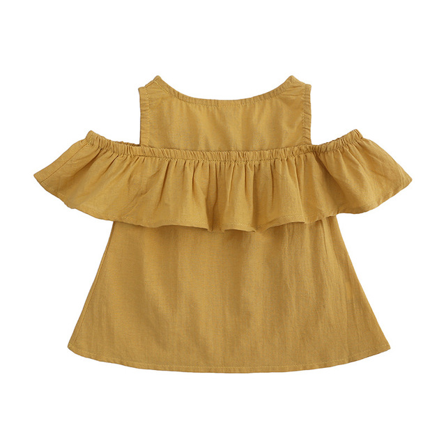 Zestaw letnich ubrań dla dziewczynek: koszulki z odkrytymi ramionami i spodenki dziecięce - Wianko - 5