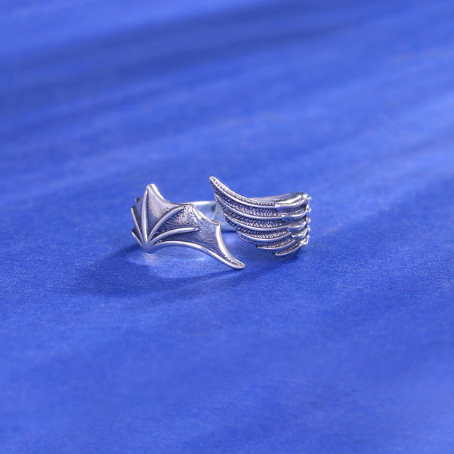 Pierścień srebrny Unisex diabeł anioł skrzydła - Wianko - 5