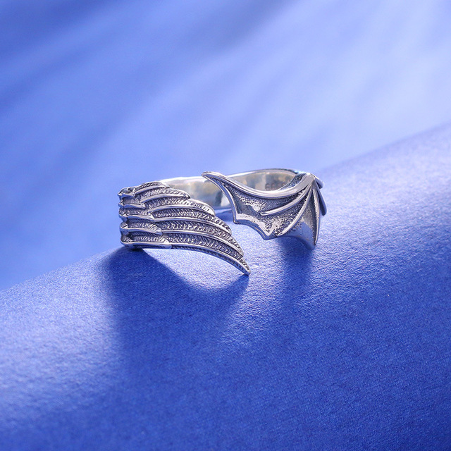 Pierścień srebrny Unisex diabeł anioł skrzydła - Wianko - 6