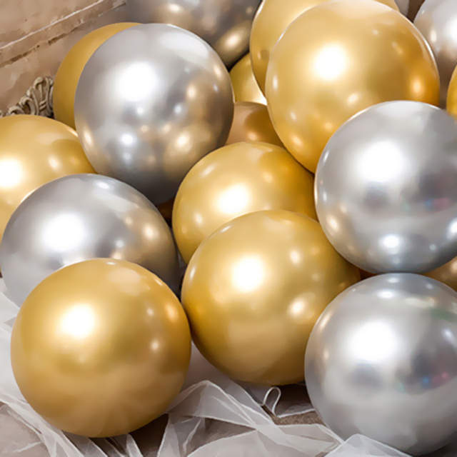 Zestaw 20 sztuk metalicznych balonów: złotych balonów Chrome, lateksowych balonów Multicolor i metalowych Globos - idealne ozdoby na ślub, urodziny dziecka i party - Wianko - 3