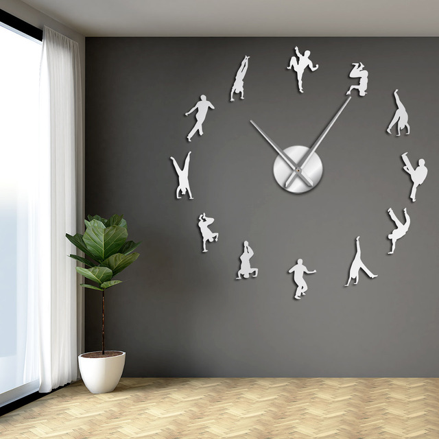 Duży zegar ścienny Capoeira Art DIY - brazylijska sztuka walki Capoeiristas- jasne sylwetki lutrze - sportowy zegarek do dekoracji domu - Wianko - 10