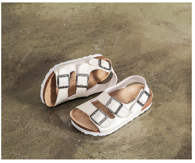 Nowe dziecięce korkowe sandały plażowe antypoślizgowe, miękkie skórzane sportowe sandały dla chłopców i dziewcząt - Wianko - 18