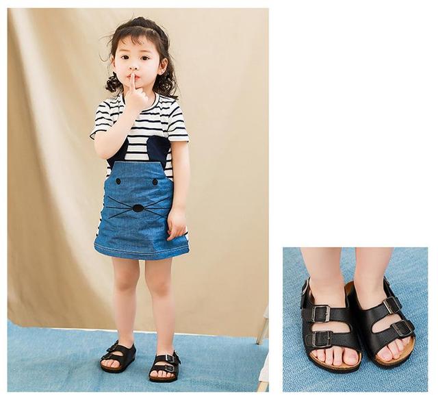 Nowe dziecięce korkowe sandały plażowe antypoślizgowe, miękkie skórzane sportowe sandały dla chłopców i dziewcząt - Wianko - 9