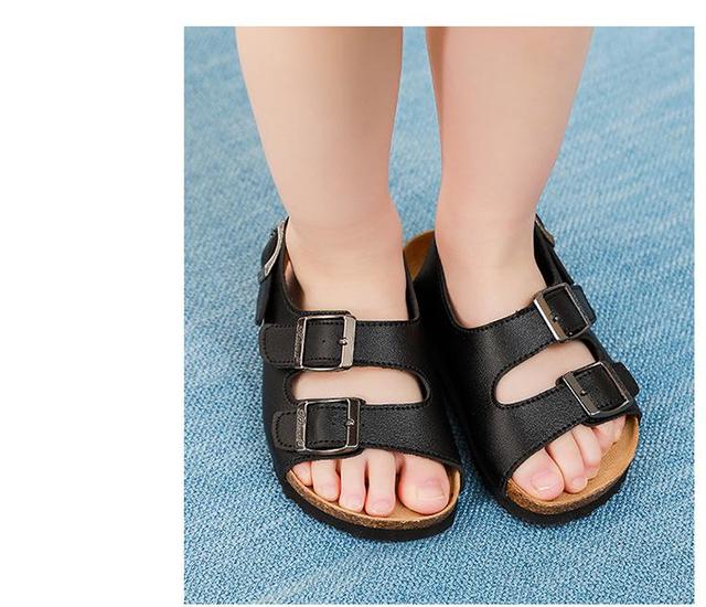 Nowe dziecięce korkowe sandały plażowe antypoślizgowe, miękkie skórzane sportowe sandały dla chłopców i dziewcząt - Wianko - 7