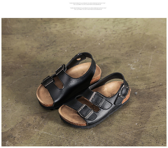 Nowe dziecięce korkowe sandały plażowe antypoślizgowe, miękkie skórzane sportowe sandały dla chłopców i dziewcząt - Wianko - 21