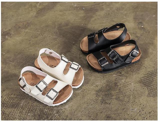 Nowe dziecięce korkowe sandały plażowe antypoślizgowe, miękkie skórzane sportowe sandały dla chłopców i dziewcząt - Wianko - 15