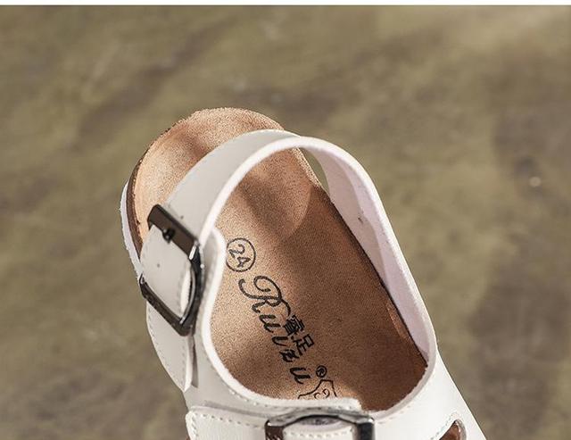 Nowe dziecięce korkowe sandały plażowe antypoślizgowe, miękkie skórzane sportowe sandały dla chłopców i dziewcząt - Wianko - 13