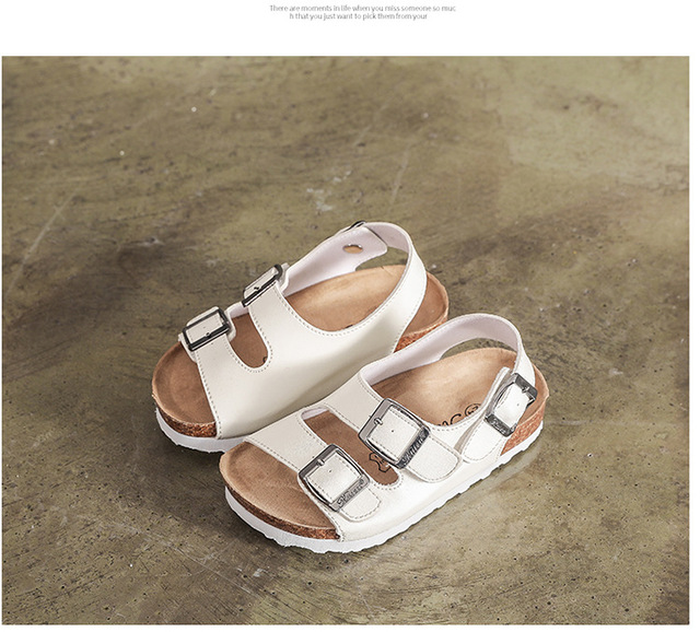 Nowe dziecięce korkowe sandały plażowe antypoślizgowe, miękkie skórzane sportowe sandały dla chłopców i dziewcząt - Wianko - 17